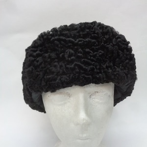 Refurbished New Black Lamb Astrakhan Fur Russian Hat Cap Man Men