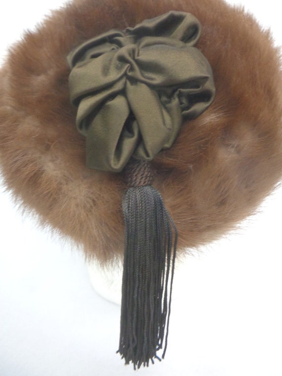 Excellent Canadian Pastel Mink Fur & Fabric Hat C… - image 4