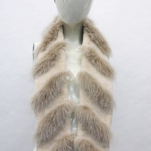 Tout nouveau écharpe en fourrure de castor et de renard cisaillé ivoire/Beige femme femme 4 "X50"