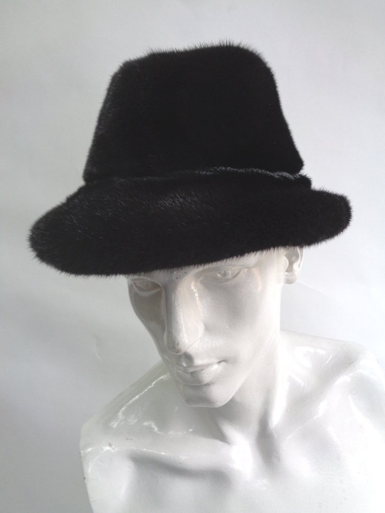 Brand new black mink fur hat men man size all custom made image 2