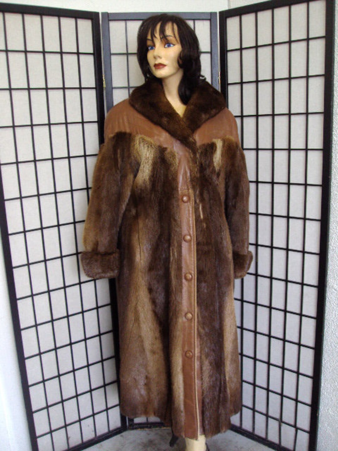 Mint Arctic Beaver Fur Coat Jacket W/ Leather Women Woman Size 6-8