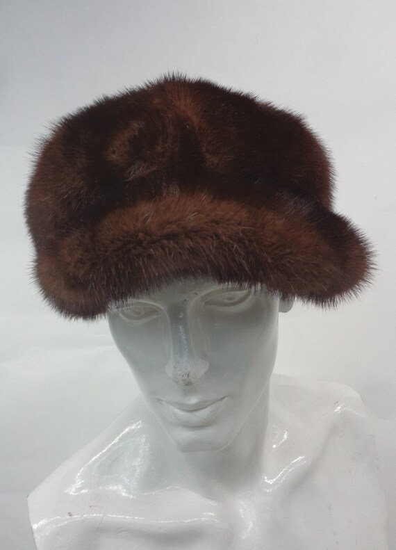 Ranch Mink Fur Brim Hat Ranch Mink Fur Hat- Black Mink Fedora – Madison Avenue Mall Furs main image 2