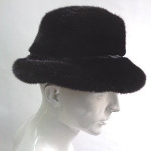 Brand new black mink fur hat men man size all custom made image 3