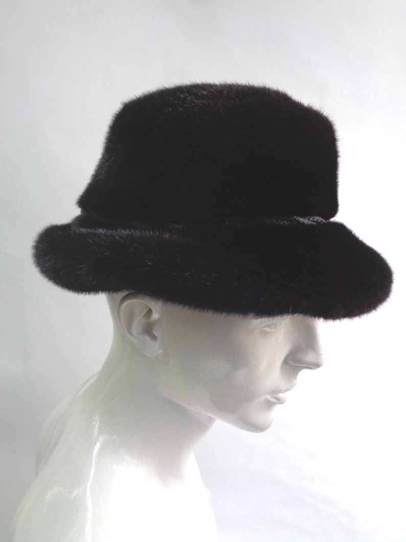 Brand new black mink fur hat men man size all custom made image 3