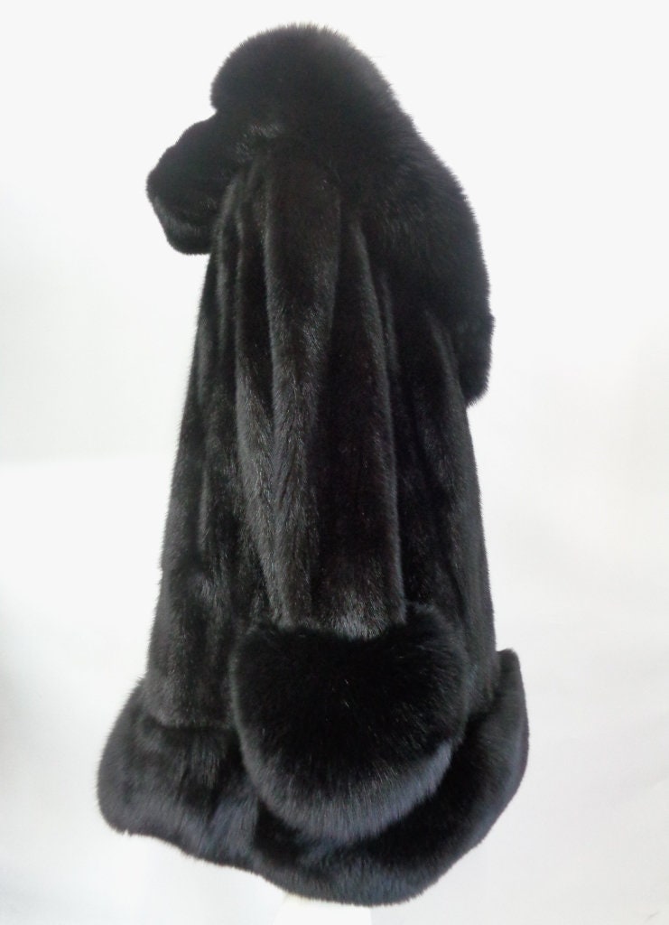 Refurbished New Black Mink & Fox Fur Coat Jacket W/ Hood Women - Etsy ...