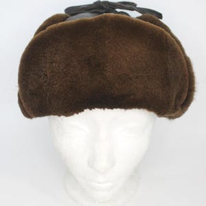 Showroom New Sheared Dark Ranch Mink Fur & Leather Hat Men Man Size 23&quot;