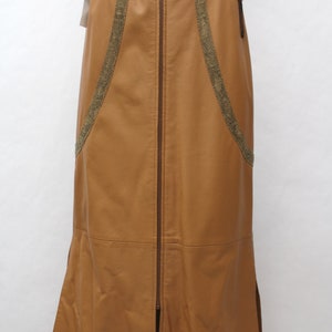 Showroom New Camel Brown Real Genuine Leather Skirt Women Woman Size Small