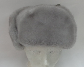 Brand New Gray Sapphire Mink Fur Russian Style Hat Men Man Size All