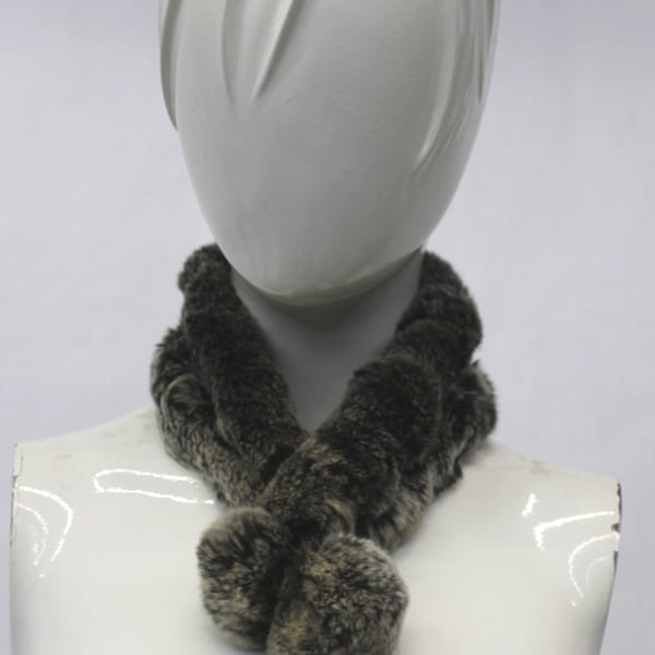 Mint Gray Rabbit Fur Scarf Wrap Women Women 24"