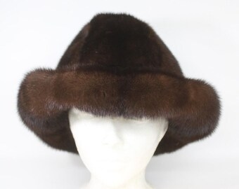 Mid Century Light Brown Genuine Mink Fur Pillbox Cloche  display picture 2