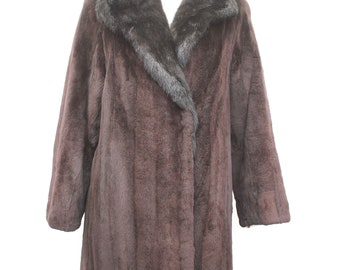 Excelente chaqueta de abrigo de piel de visón esquilada marrón mujer talla 4 pequeña