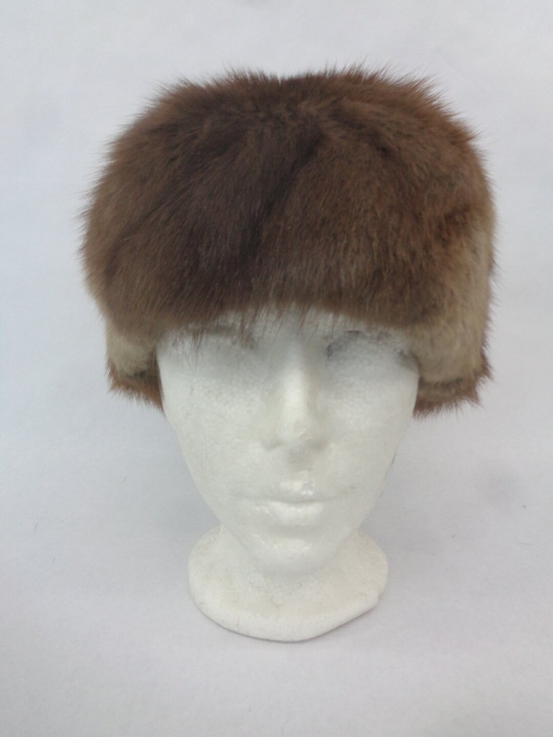 MINT MUSKRAT FUR HAT CAP WOMEN WOMAN SIZE ALL Mint Fox Fur Hat for Her, Leather Aviator Hat, Real Leather  main image 2