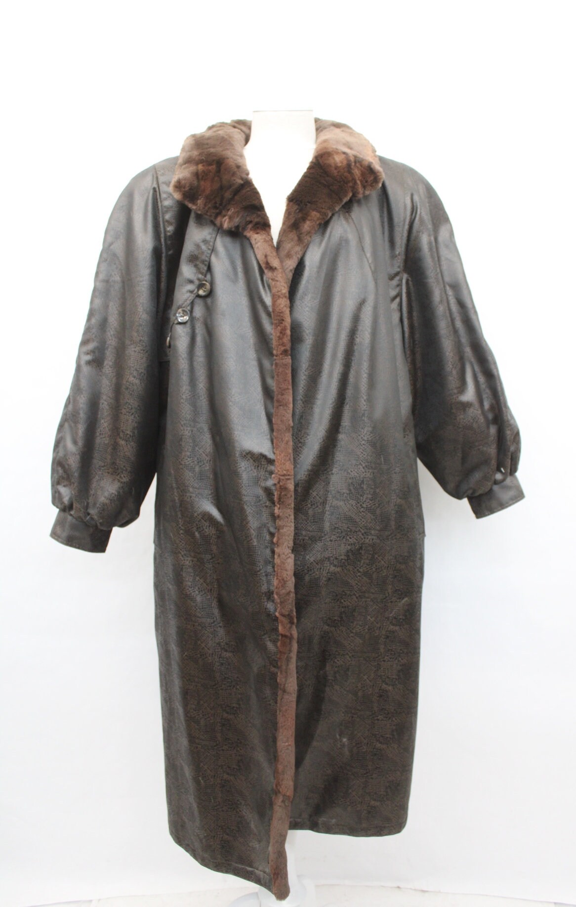 Scrap Item Sheared Muskrat Fur Lined Raincoat Coat Jacket Arts Crafts