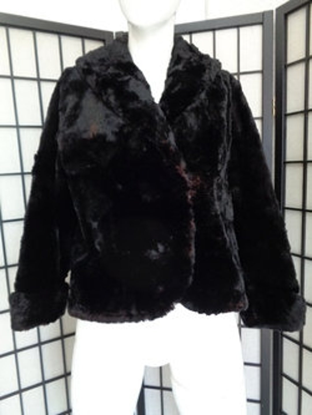 Scrap Coat: Plain Black Sheared Rabbit Fur Jacket Coat Arts - Etsy