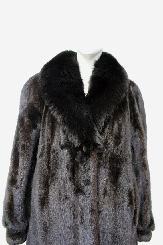 Excellent Dark Ranch Mink & Fox Fur Coat Jacket Women Woman