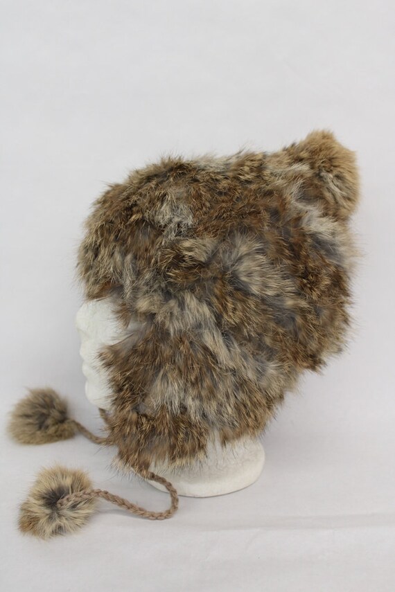 Mint Brown Rabbit Fur Knitted Hat Cap Women Woman Children 