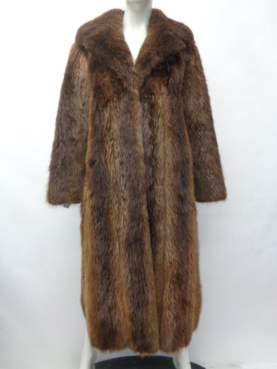 Mint Brown Beaver Fur Coat Jacket Women Woman Siz… - image 1