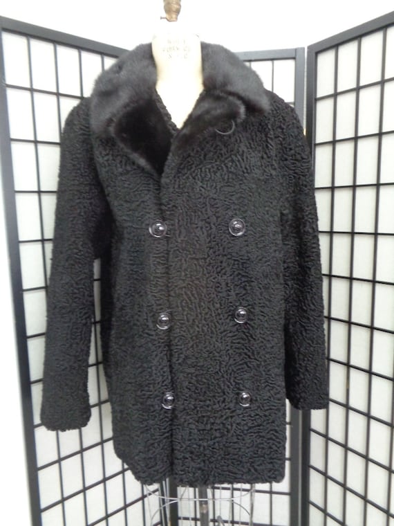 Refurbished New Black Lamb Mink Fur Coat for Men Man Size All
