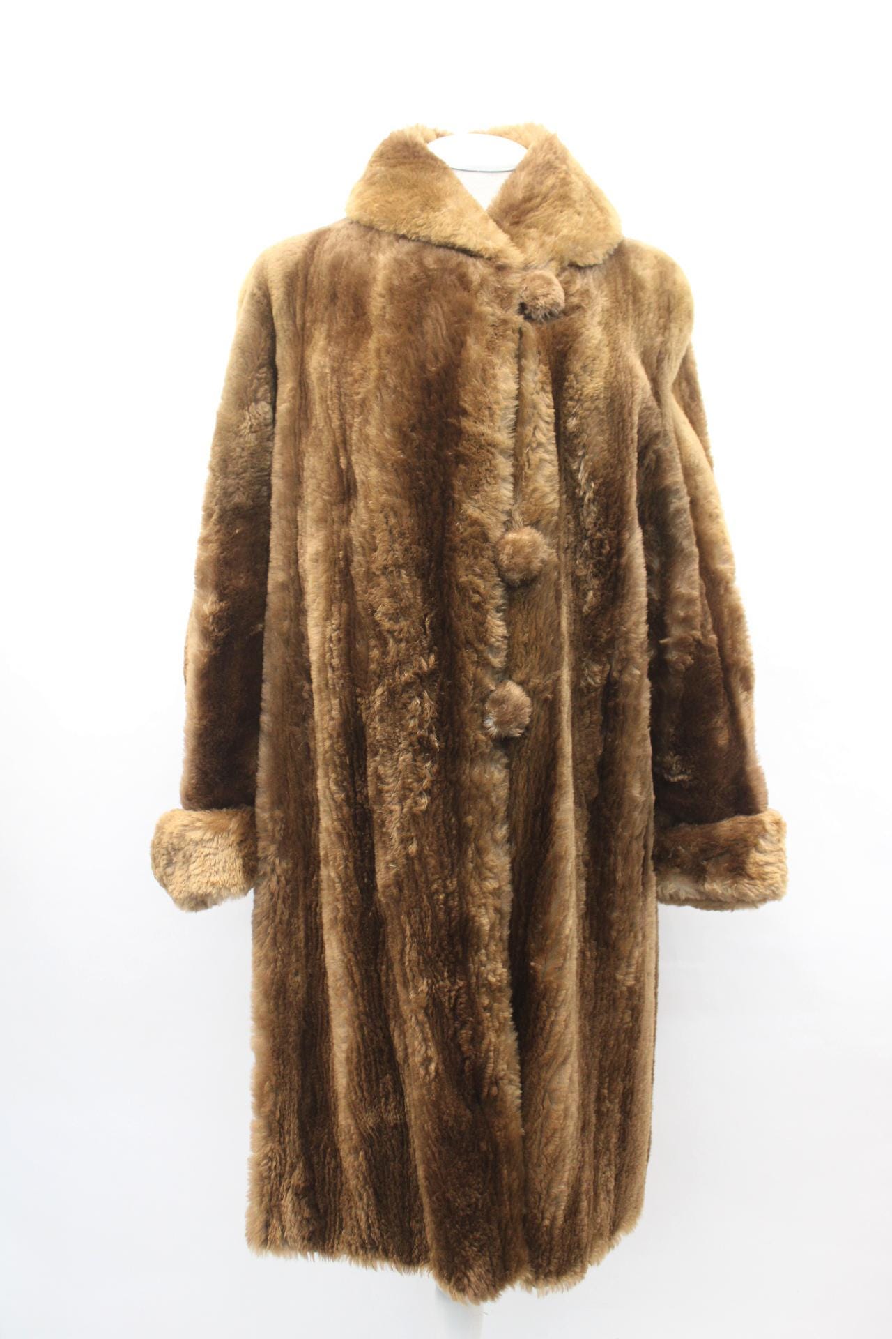 Mint Brown Sheared Raccoon Fur Coat Jacket Women Woman Size 6-8