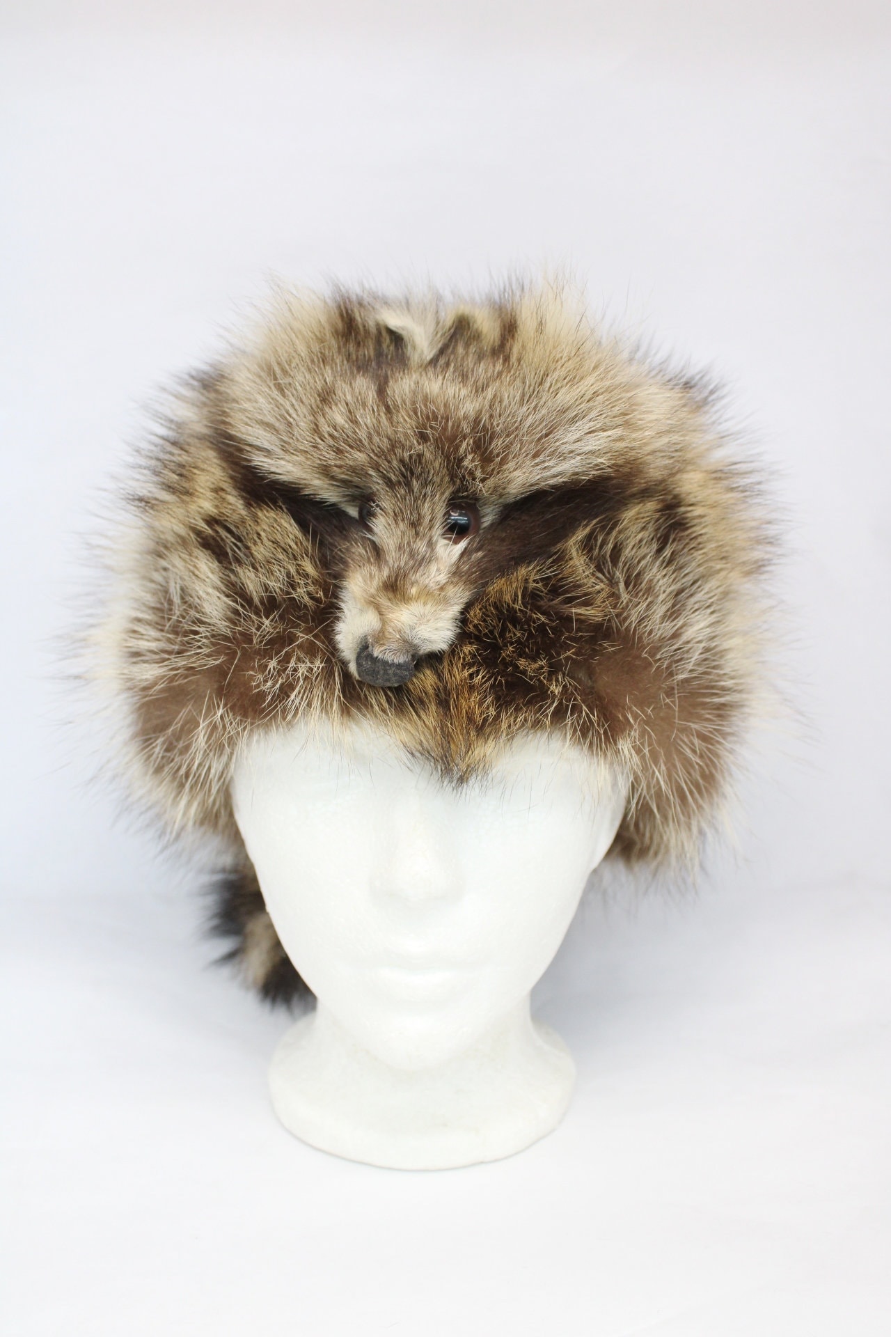 新品デイビークロケットスタイルアライグマの毛皮の帽子、しっぽ