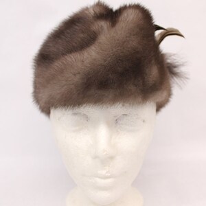 Natural Blue Iris Mink Headband  Alaska Russian Vintage Style Cap Winter Luxury Naval Officer Hat in Sapphire Blue Mink Fur – Arctic Store main image 3