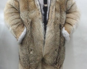 Brand New Double Sided Coyote & Blue Fox Fur Snowsuit Jumpsuit Coat Men Man