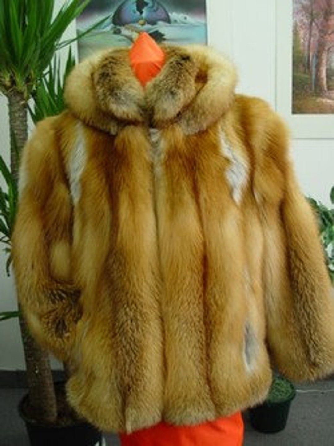 think fur◆Fox Like Fur Reversible Jacket Reversible Hooded Fox Fur Bomber Jacket Reversible