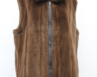 Gerenoveerde nieuwe Sheared Dark Ranch Mink Fur Vest Dames Vrouw Maat 6-8 S-M