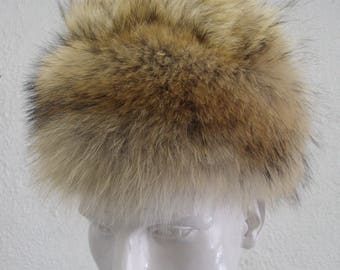 Brand new natural coyote fur hat men man woman women size all custom made
