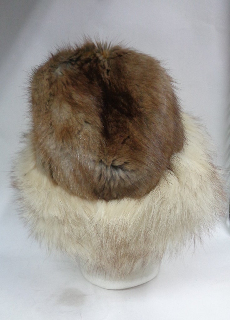 Mint Natural Muskrat & Blue Fox Fur Hat Cap Women Woman Size  display picture 1