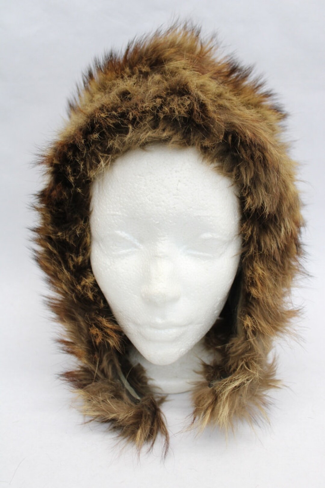 Mint Natural Raccoon Fur Hood Hat Women Woman New Lining! - Etsy display picture 3