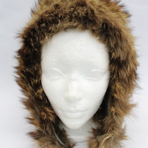 Menta Naturale Cappello Con Cappuccio In Pelliccia Di Procione Donna Donna Nuova Fodera!