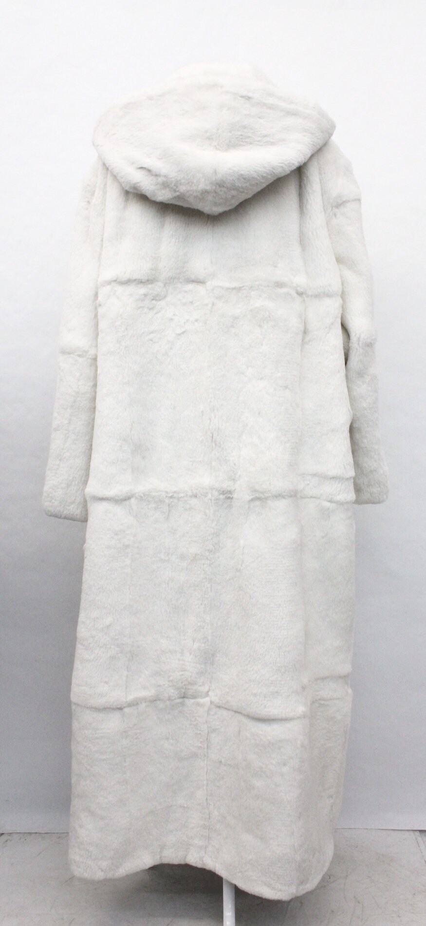 新品 ホワイト シアード ラビット ファー コート ジャケット フード