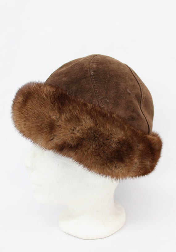 EXCELLENT CANADIAN DEMI BUFF MINK FUR HAT CAP WOMEN WOMAN SIZE ALL Excellent Canadian Demi Buff Mink & Suede Fur Hat Women  main image 4