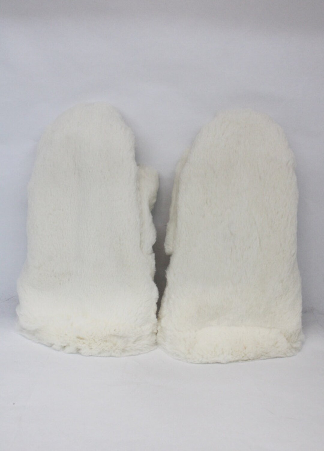 Wool Rabbit Sheared Brand New White Sheared Rabbit Both Sided Fur Mittens Mitts Men Man ...