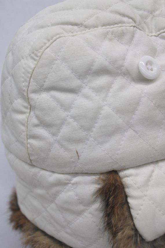 Mint Brown Rabbit Fur & White Cloth Hat Women Woman Size 22  display picture 1