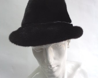 Brand new black mink fur hat  men man size all custom made