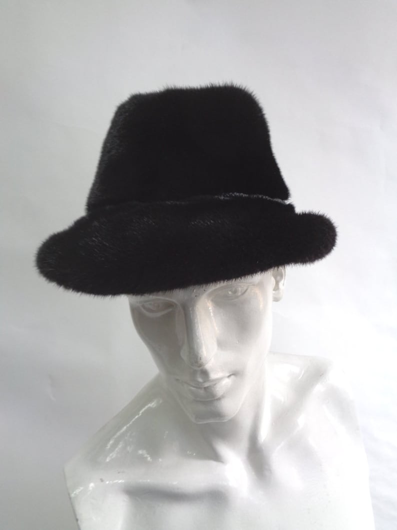 Brand new black mink fur hat men man size all custom made image 1