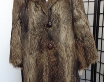 Mint Natural Canadian Raccoon Racoon Fur Coat Jacket Women Woman Sz 8 Medium