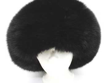 Refurbished New Canadian Dark Ranch Mink & Black Fox Fur Hat Women Woman