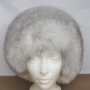 Brand New Norwegian Blue Fox Fur Pillbox Style Hat Women Woman Size All