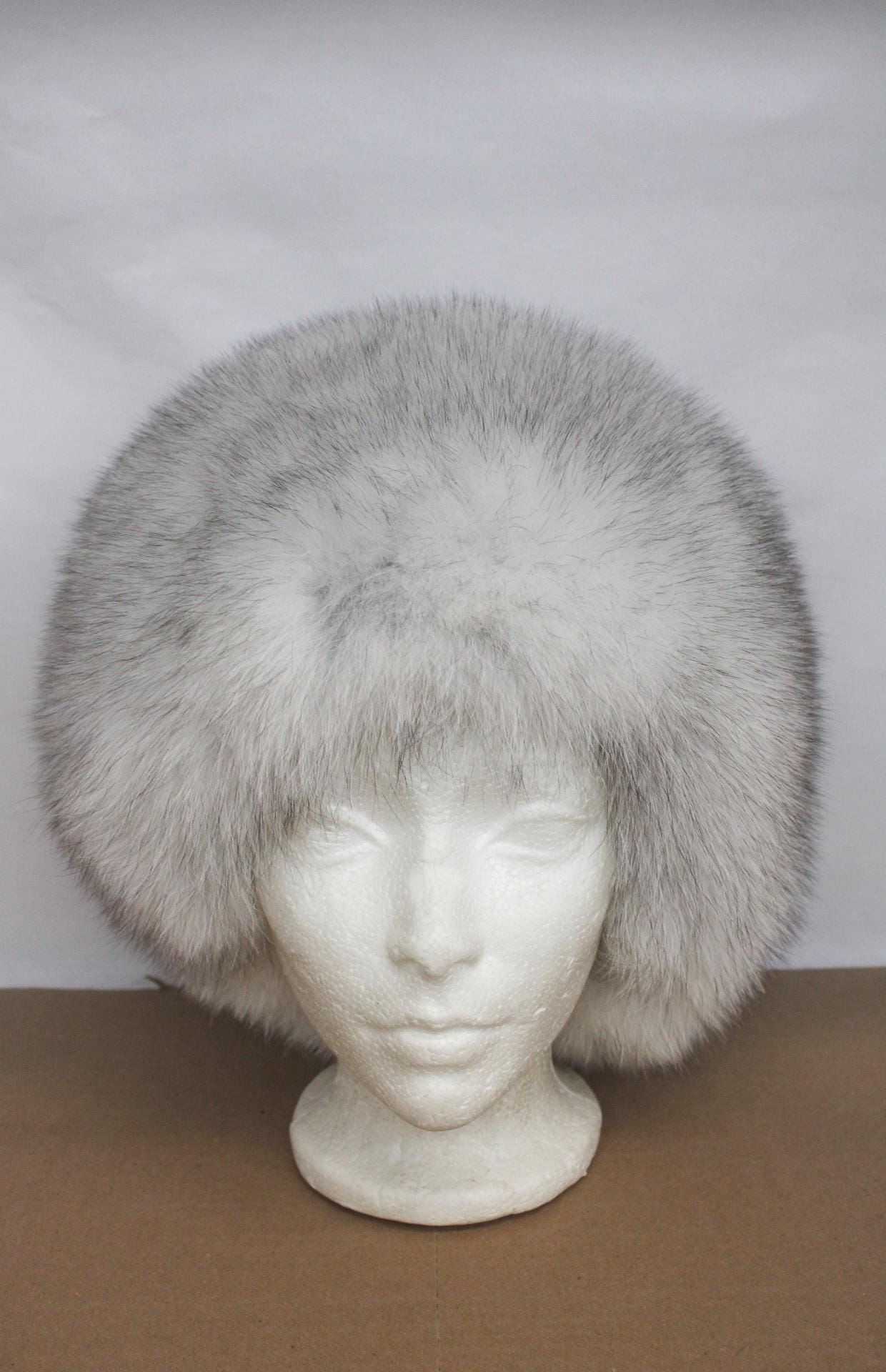 natural Norwegian blue fox hat and muff small size Norwegian Blue Fox Hat - Etsy main image 3