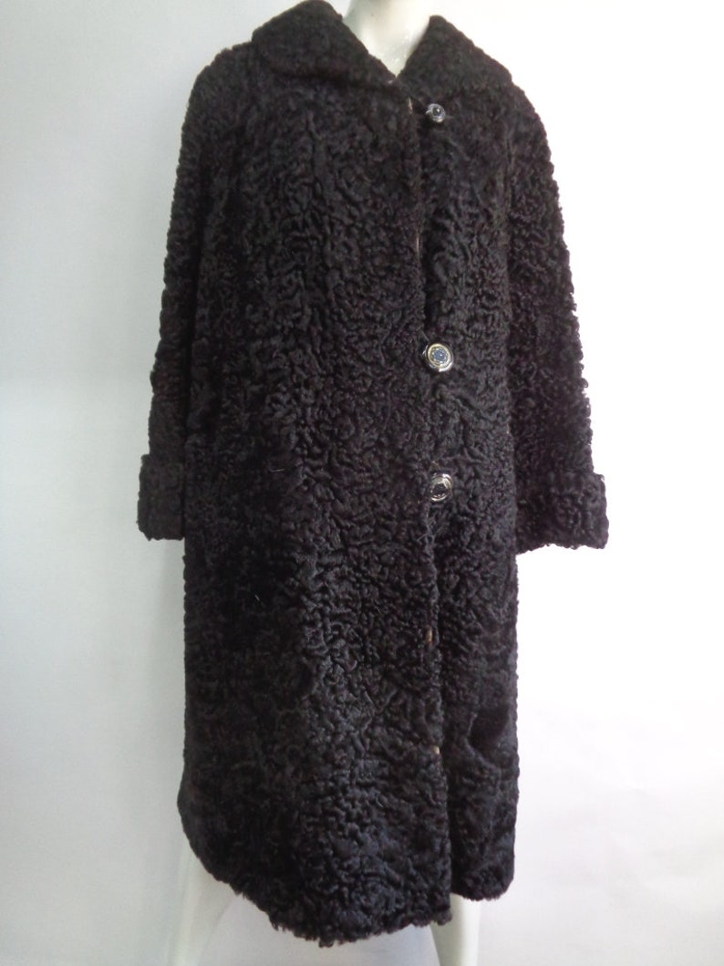 Mint Black Persian Lamb Astrakhan Fur Coat Jacket Women Woman | Etsy