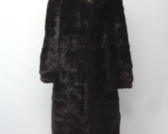 Mint Dark Brown Muskrat Fur Coat Jacket Women Woman Size 4-6 Small