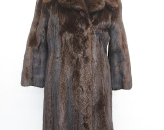 ダークブラウン ランチミンクコート ヴィンテージ ダークブラウン ランチミンクファー ストローラーコート