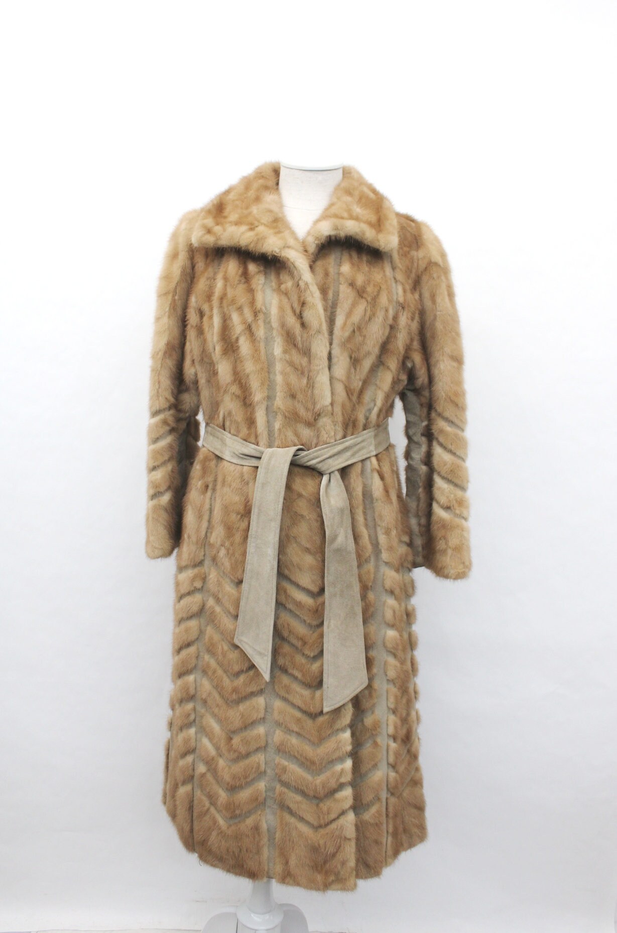 カナディアン パステル・ミンク毛皮ファー・コート アメリカンサイズ6