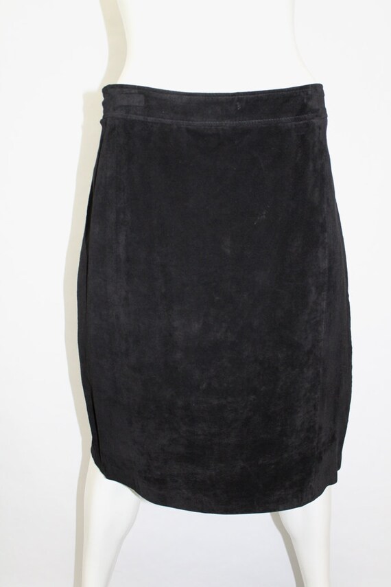 Plus size black suede skirt online