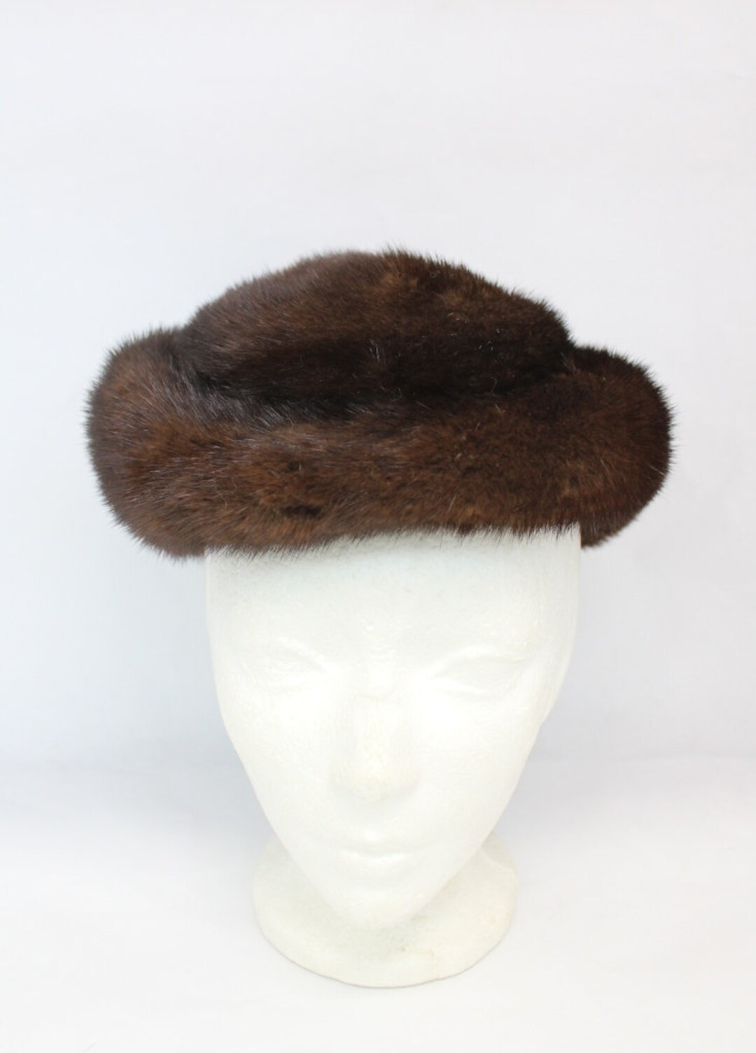 EXCELLENT CANADIAN DARK RANCH MINK FUR HAT CAP WOMEN WOMAN SIZE ALL Excellent Canadian Dark Ranch Mink Fur & Fabric Hat Cap  main image 3