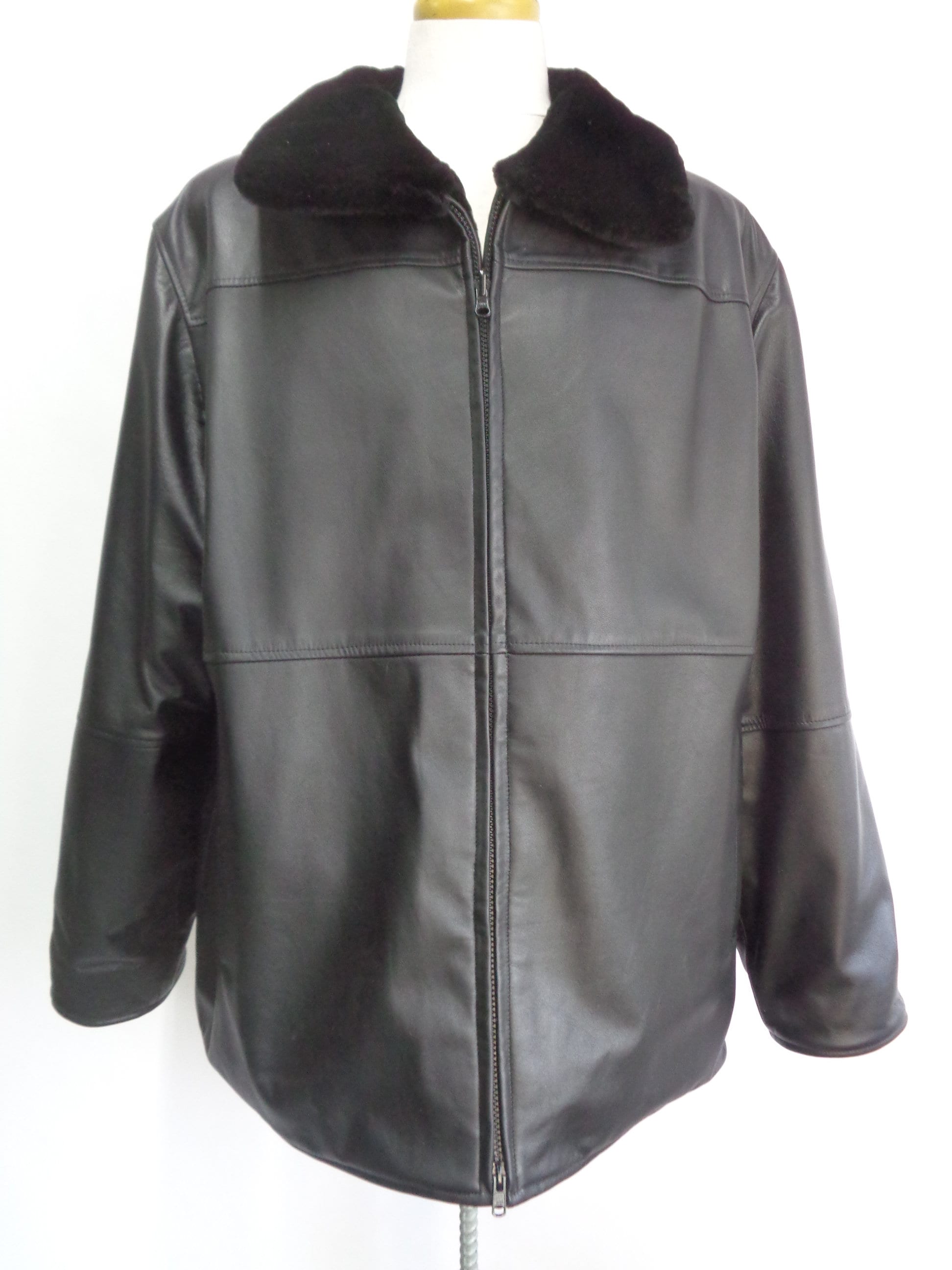 Brand New Black Sheared Beaver Fur & Leather Reversible Jacket