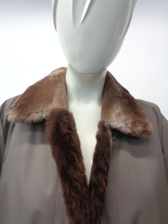 Showroom New Sheared Nutria Fur Lined Raincoat Coat Jacket Women